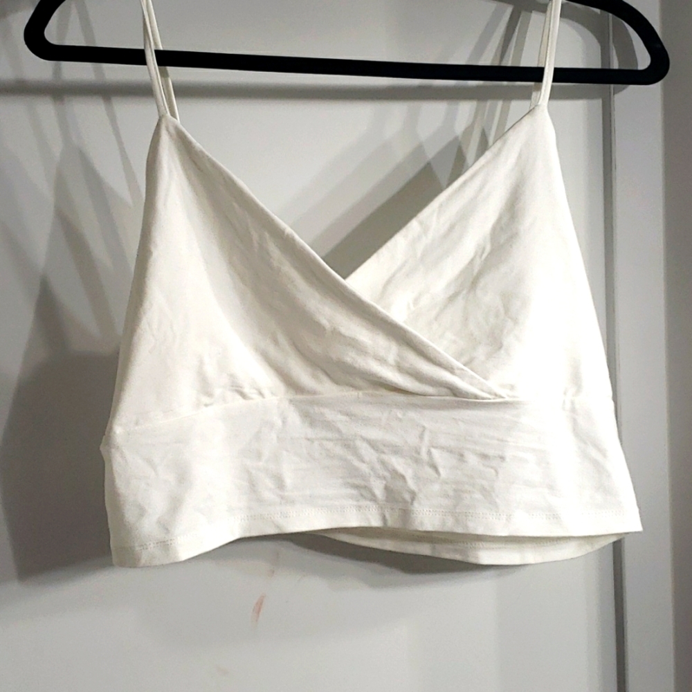 White Crop Top V-Neck Shein Size 1XL NWOT